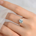 wholesale S925 Sterling Silver Square Ring for Women, Small and Unique Design Blue Aquamarine Index Finger Ring, Fashionable and Light Luxury Openable Ring-0-3