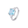 wholesale S925 silver Japanese and Korean pop fashion ring set with imitation natural topaz aquamarine stone, exuding a single trendsetter's temperament-0-4