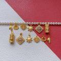 wholesale Gold-plated 925 ancient silver fittings with rhinestones, bamboo leaf, six-syllable mantra, sunflower pendant, and abacus charm for DIY-0-0
