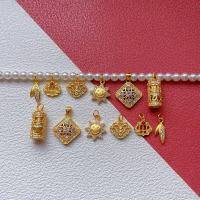wholesale Gold-plated 925 ancient silver fittings with rhinestones, bamboo leaf, six-syllable mantra, sunflower pendant, and abacus charm for DIY-an abacus
