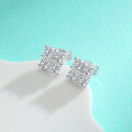 wholesale S925 Sterling Silver Cross Moissanite Square Sugar Stud Earrings, Simple and Elegant Fashion Women's Wholesale-0-2