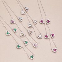 wholesale S925 Sterling Silver Korean-style INS New Women's Collarbone Necklace Heart Zircon Series Fashion Versatile Design-Platinum Color Diamond DY190649-SW-CS 925 Silver