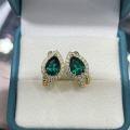 Sterling Silver Lab-Created Emerald Moissanite Earrings-0-0