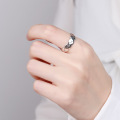 wholesale S925 sterling silver retro niche design diamond grid open ring versatile minimalist new style index finger ring for women-0-2