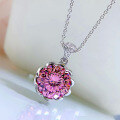 wholesale S925 Silver New Rich Lady Series Lipstick Pink Lotus Necklace for Women 75 Carat High-End Feel-0-2
