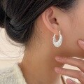 wholesale S925 Sterling Silver Croissant Ear Clasp Women's Korean Style Minimalist Design Earrings Trendy Premium Feel-0-2