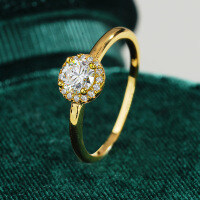 18K Gold Plated S925 Silver Moissanite Luxury Round Ring for Women-0.5ct (set with zircon)  8 yards