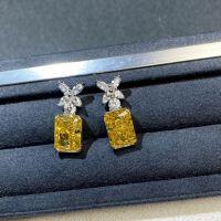 wholesale S925 Sterling Silver Women's Floral Cut Radiant Cut Stud Earrings Set, Cross-Border Bestseller Direct from Manufacturer Wholesale-Yellow Diamond-ED061 925 Silver