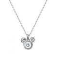 925 Silver Mickey Mouse Pendant Necklace with 1 Carat Moissanite-0-1