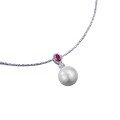 wholesale S925 Sterling Silver 4*6 Red Diamond Surround-set Pearl Necklace, Elegant and Versatile Cross-border Live Streaming Style-0-4