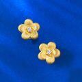 wholesale S925 Gold-Plated Silver Vintage Chinese Style Filigree Diamond Small Flower Stud Earrings-0-3