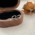 wholesale Metal Material: S999 Silver Hollow Heart Stud Earrings for Women, Minimalist Niche Student Earrings-0-2