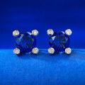 wholesale S925 Sterling Silver New 1ct Lab Sapphire Earrings High Carbon Diamond European and American Retro Earrings for Women-0-2
