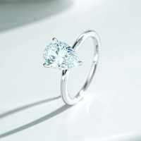 18K Gold Plated S925 Silver D Color Moissanite Water Drop Ring-Silver-Moissanite-MS218 5
