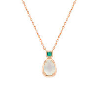 wholesale S925 Silver Gold-Plated Japanese Light Luxury Natural Grape Stone Necklace Wholesale for Women Factory Direct Supply-Yellow 1# ------- Natural Prehnite > 925 Silver