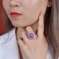wholesale S925 Sterling Silver Vintage European-Inspired Luxury Design Cultured Six-Ray Star Ruby Ring-0-3