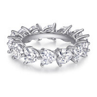 wholesale 925 Sterling Silver European and American Fashion Heart-shaped Zirconia Full Diamond Ring, Heart Earrings, and Necklace Women's Three-piece Set-Ring TL-396 US size 5#