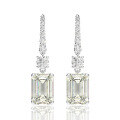 wholesale 925 Silver, Shipei Jewelry Foreign Trade Same Style 8*11 High Carbon Diamond Earrings, Rectangular Chamfered and Flat Cut, 4 Carat Ear Hooks for Women-0-6