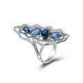 wholesale Original design ring with colored gemstones, S925 sterling silver inlaid with natural topaz, unique silver ring for women-0-4