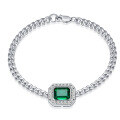 wholesale S925 Silver New Style 8*10 Rectangular Simulated Emerald Bracelet, Generous and Ins Euro-American Style-0-4