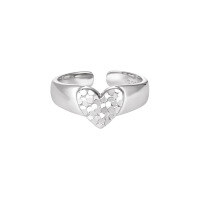 wholesale S925 Sterling Silver 194 Carved Mirror Heart Ring Women High-end Sense Small Ins Original Broken Design Silver Ring-Platinum [No. 14/Adjustable] Opening adjustable