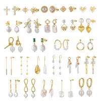 wholesale GPE Collection S925 Sterling Silver European and American Cross-Border Exquisite Earrings, Natural Freshwater Pearl Stud Earrings Wholesale-GPE104-14K-3-3.5>925 silver