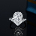 S925 Silver Moissanite Ring, Women's Luxury 2-Carat Pear-Shaped Drop Design-0-0