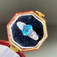 wholesale S925 Sterling Silver Mother of Pearl Ring for Women, Aquamarine Blue Series, Sweet and Stylish Versatile Ins Style Non-Tarnish Ring-Green Diamond-CBJZ467 8