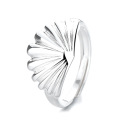 wholesale S925 Sterling Silver Shell-shaped Ring, Fresh and Sweet Korean Style Minimalist Design Versatile Band-0-4