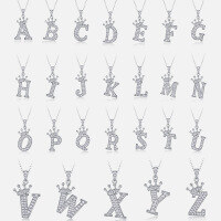 wholesale 925 silver popular 26-letter alphabet necklace for women, stylish and elegant moissanite cross-border collarbone chain-Letter S