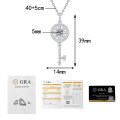 S925 Sterling Silver Moissanite Sunflower Key Pendant Necklace-0-4