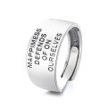 wholesale S925 Silver Fashion European and American OL Personality Influencer Style Wide Band English Letter Classic Trendy Open Ring-0-4