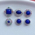 wholesale 925 Sterling Silver Accessories Inlaid with Natural Lapis Lazuli Hand Plate Bead Spacer Bean Back Cloud DIY Handmade Bead Stringing and Braiding Decoration-0-3