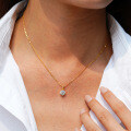 14K Gold Plated 925 Sterling Silver Moissanite Four-Prong Pendant Choker Necklace-0-0