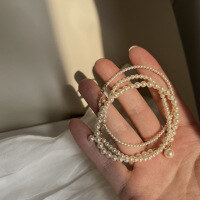 wholesale 18K gold-plated S925 sterling silver Zhengyuan Shi family pearl bracelet, exquisitely simple and stylish, versatile fever blogger's same style-4mm pearls circumference 16cm