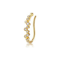 wholesale S925 Sterling Silver French Zirconium Ear Cuff for Non-Pierced Women, New Trendy Vintage Earrings-Copper plated with gold (one piece)