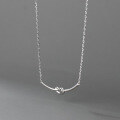 wholesale 925 Sterling Silver Curved Diamond-Inlaid Knot Necklace for Women, Tied Smile Ins Small and Unique Style Short Collarbone Chain D9435-0-3