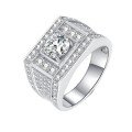 wholesale S925 silver inlaid with 1CT moissanite men's classic fashion ring, hot-selling direct sales in European and American cross-border live broadcasts-0-4