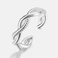 wholesale S925 Sterling Silver Stylish Line Wave Ring, Korean Trendy Design, Elegant and High-End, Wholesale Index Finger Rings-0-2