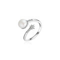 wholesale 925 Sterling Silver Freshwater Pearl Ring for Women, Minimalist Niche Design, Open Adjustable Statement Index Finger Ring with a Premium Feel-0-4