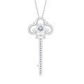 wholesale S925 Sterling Silver Moissanite Twilight Key Necklace New Style Live Selling Hot Item Collarbone Chain Source Wholesale Pendant Silver Chain-0-4