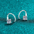 S925 Sterling Silver Moissanite Rotating Stud Earrings, Women's Minimalist Daily Fashion-0-1
