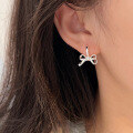 wholesale S925 Sterling Silver Bow Earrings for Women, Korean New Style, Ins Trend, Elegant and Versatile High-End Sense Ear Studs Earrings-0-2