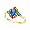 wholesale 14k Gold Plated S925 Sterling Silver Inlaid with Rainbow Nanotechnology Ring, Fashionable, Unique, and Luxurious Colored Gemstone Ring-0-0