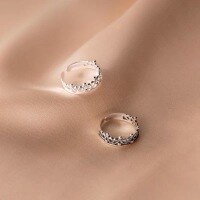 wholesale S925 Sterling Silver Small Hollow Crown Elegant Tail Ring for Women, Vintage Style Antique Silver Finish Fashionable Stackable Ring-xb993-white gold