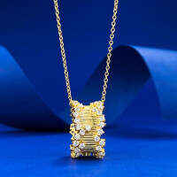 wholesale S925 Gold-Plated Silver Muju Jewelry Ancient Method Fashion Exquisite Wire Drawing Design Small Waist Pendant Chinese Style Necklace-N447 Ancient Slender Waist Pendant [with chain]  925 Silver