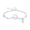 wholesale 925 Sterling Silver White Chalcedony Peace Buckle Bracelet For Women-0-0