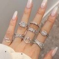 wholesale S925 Sterling Silver Light Luxury Women's Square Zirconia Row Diamond Design High-End Exquisite Step-Cut Stone Closed Ring-0-0