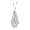 wholesale 925 Silver Gold-Plated Chain with High-Carbon Diamond and Peacock Feather White G Light Luxury Fashion Jewelry Necklace for Women-0-0