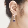 wholesale 925 Silver Gold Plated Lab-Grown Royal Blue Sapphire Ear Studs for Women, Hot Sale on Douyin and Kuaishou Live-0-3
